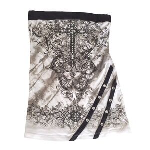 Styles Y2K Women's L Black White Graphic Print Cross Rhinestone Top Made In‎ USA